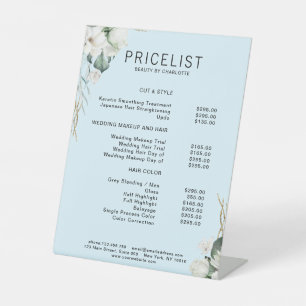 Moderne, elegante Blume, Preisliste Sockelschild