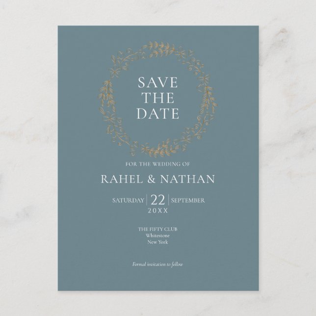 Moderne Elegante Blumengarten Save the Date Postkarte (Vorderseite)
