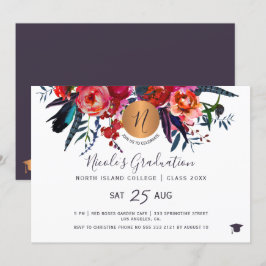 Moderne elegante, blumengoldene Chic-Abschlussfeie Einladung