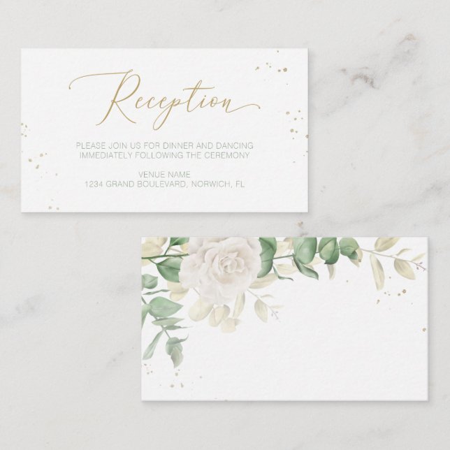 Moderne elegante Blumengrün Hochzeitsempfehlung Begleitkarte (Vorne/Hinten)