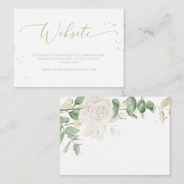Moderne elegante Blumengrün-Website Hochzeiten Begleitkarte (Vorne/Hinten)