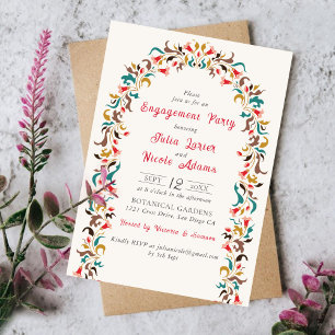Moderne elegante Blumenkranz-Verlobungsparty Einladung