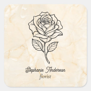 Moderne elegante Blumenmuster Florist Quadratischer Aufkleber
