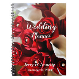 Moderne elegante Blumenroter Blume Hochzeitsplaner Notizblock
