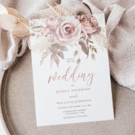 Moderne, elegante Blush Bloral Wedding Einladung