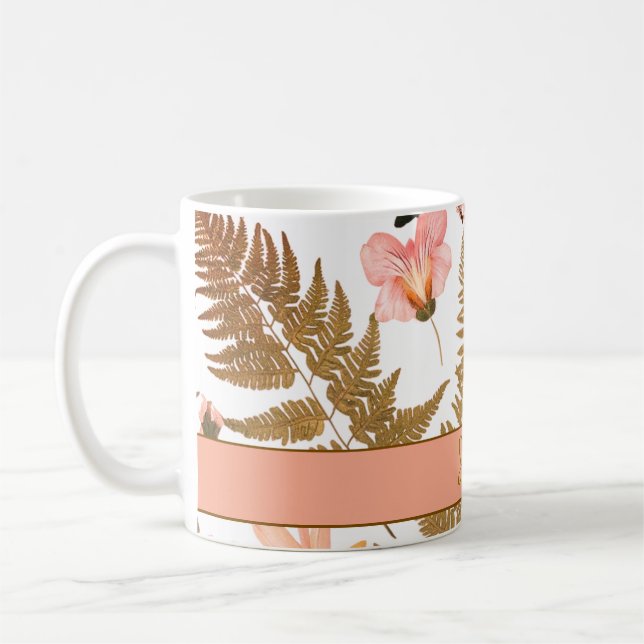Moderne, elegante böhmische Frühlingsstifte Blätte Kaffeetasse (Links)