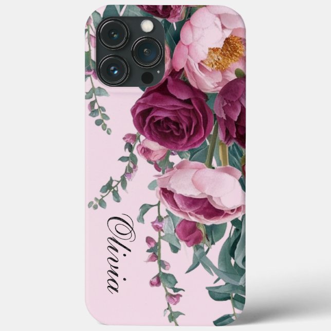 Moderne, elegante Bordeaux-Rosa Case-Mate iPhone Hülle (Rückseite)