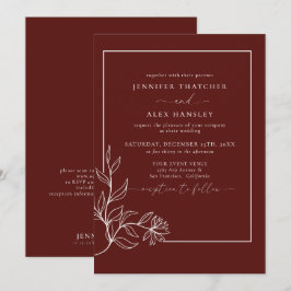 Moderne elegante botanische Blätter QR Code Weddin Einladung