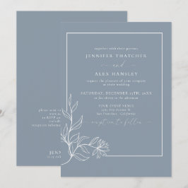 Moderne elegante botanische Blätter QR Code Weddin Einladung