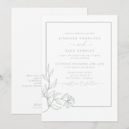 Moderne elegante botanische Blätter QR Code Weddin Einladung