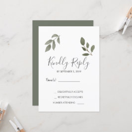 Moderne, elegante botanische Blätter Wedding RSVP Einladung