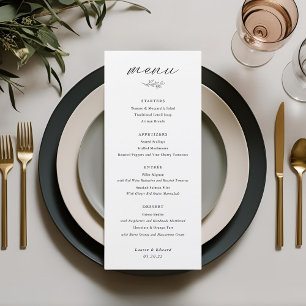 Moderne elegante botanische Hochzeit Menükarte