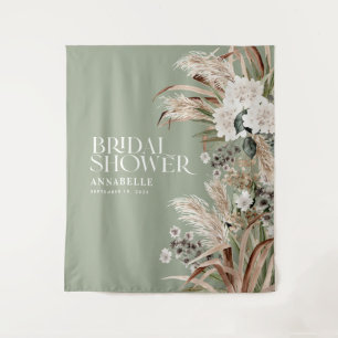 Moderne elegante Bra shower Pampas in sanftem Grün Wandteppich
