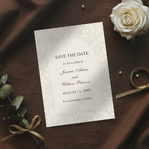 Moderne, elegante Braun-Beige Blumenhochzeit Save The Date