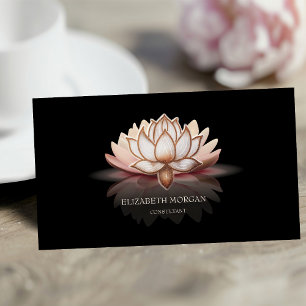 Moderne elegante braune Lotusblüte auf Schwarz Visitenkarte