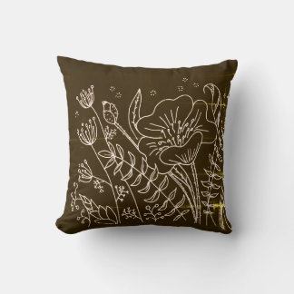 Moderne elegante braune weiße Blumen Kissen