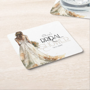 Moderne elegante Braut bei der Bridal Shower Rechteckiger Pappuntersetzer