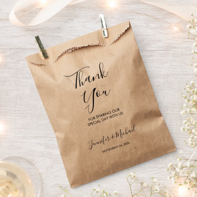 Moderne elegante Braut und Bräutigam Vielen Dank f Geschenktütchen (Ausgeschnitten)