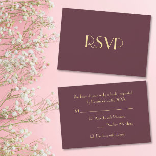 Moderne elegante burgunder-goldene RSVP-Einladungs RSVP Karte