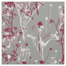 Moderne elegante Burgunder-Wildblumen auf Grau Stoff