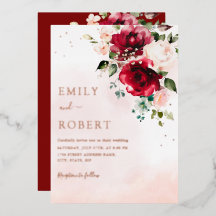 Moderne Elegante Burgundy Blush Boho Blumenhochzei