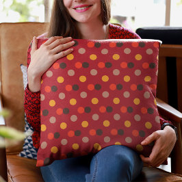 Moderne elegante Burgundy Brown Yellow Polka Dots Kissen