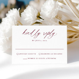 Moderne Elegante Burgundy Calligrafy Wedding RSVP Karte