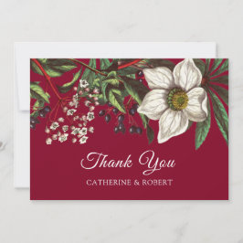 Moderne Elegante Burgundy Red White Christmas Rose Einladung