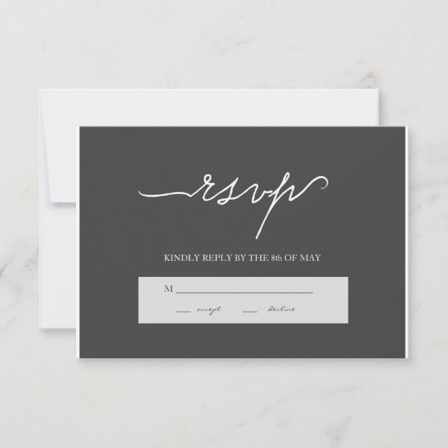 Moderne elegante Charcoal Wedding RSVP (Vorderseite)