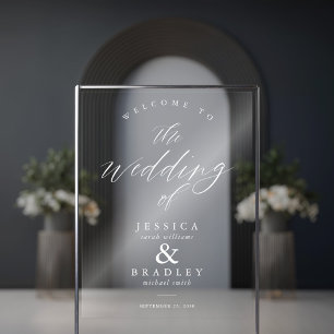 Moderne Elegante Chic Calligraphy Wedding Willkomm Acrylschild