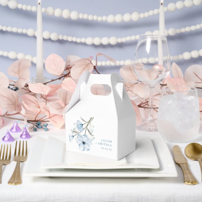 Moderne Elegante Chic Dusty Blue Wedding Geschenkschachtel (Hochzeit)