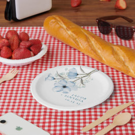 Moderne Elegante Chic Dusty Blue Wedding Pappteller