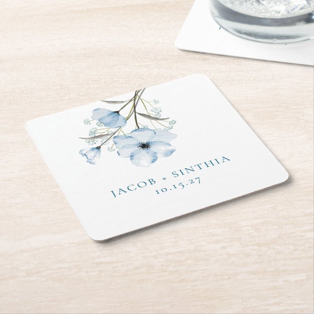 Moderne Elegante Chic Dusty Blue Wedding Rechteckiger Pappuntersetzer (angewinkelt)