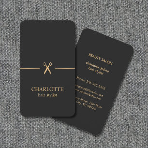 Moderne Elegante Chic Faux Gold Schwarze Haar Styl Visitenkarte