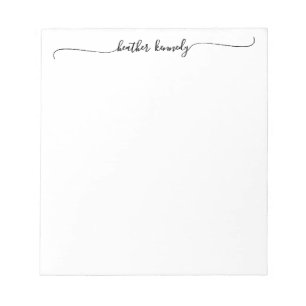 Moderne Elegante Chic Swash Script Name Kalligrafi Notizblock