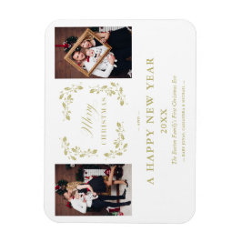 Moderne Elegante Chic Weihnachten 2 Fotos Familie Magnet
