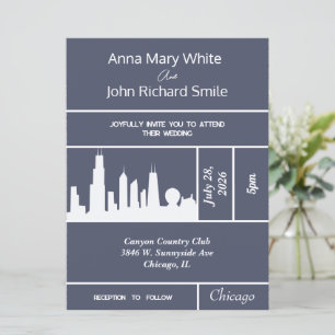Moderne Elegante Chicago City Skyline Einladung