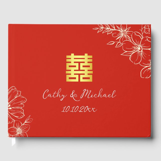 Moderne elegante chinesische Hochzeitsschrift mit  Gästebuch (Vorderseite)