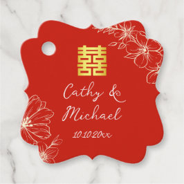 Moderne elegante chinesische Hochzeitsschrift mit  Geschenkanhänger