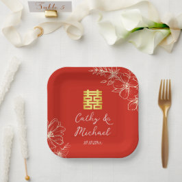 Moderne elegante chinesische Hochzeitsschrift mit  Pappteller