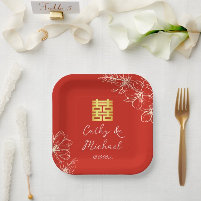 Moderne elegante chinesische Hochzeitsschrift mit  Pappteller (Hochzeit)