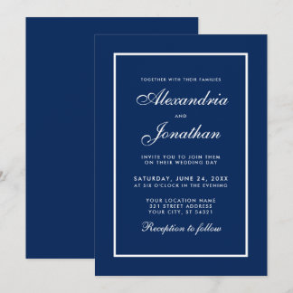 Moderne Elegante Classic Blue Wedding Einladung