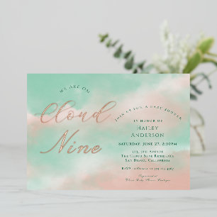 Moderne elegante Cloud Nine Babyparty Folieneinladung