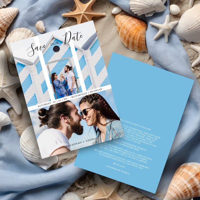 Moderne Elegante Collage 2 Fotos Paare Hochzeit (Modern Elegant Collage 2 Photos Couple Wedding Save the Date. )