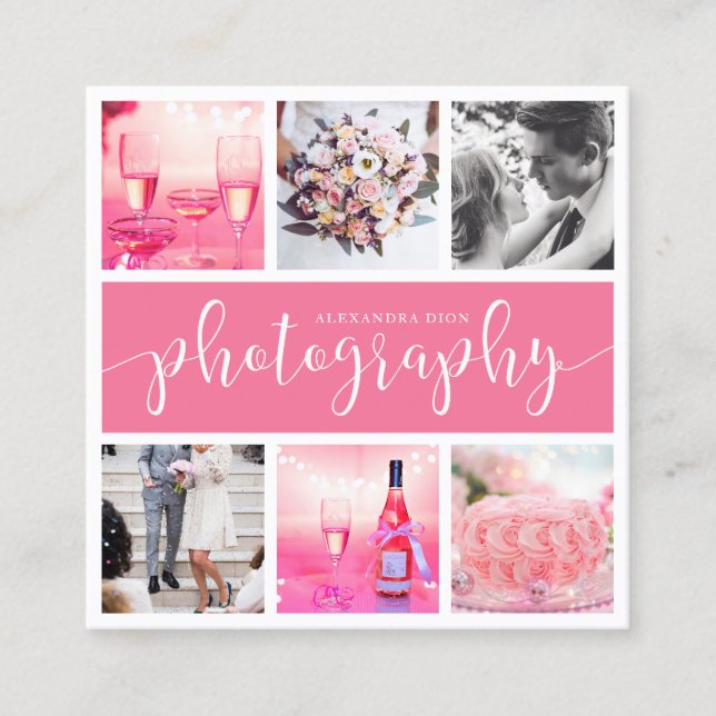 Moderne, elegante Collage Fotografie aus Foto Quadratische Visitenkarte (Vorderseite)