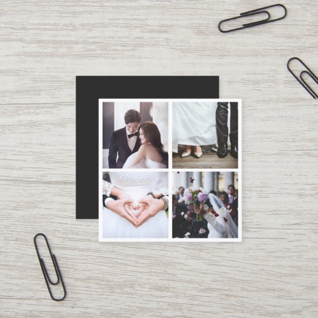 Moderne, elegante Collage Fotografie aus Foto Quadratische Visitenkarte (Vorderseite/Rückseite Beispiel)