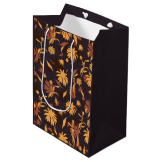 Moderne Elegante Coneflowers Yellow Orange Dark Gr Mittlere Geschenktüte