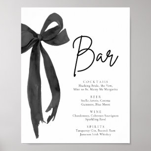 Moderne elegante Coquette Black Bow Bar Sign Poster