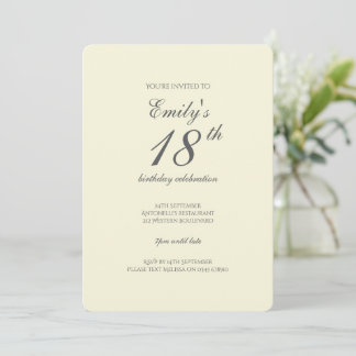 Moderne elegante Cream 18. Geburtstagsfeier Einladung