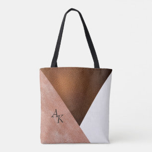 Moderne elegante Cream Leather-Initialen Personali Tasche